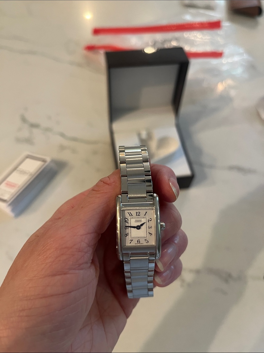 NWT Coach Stainless Steel Rectangular Watch - Silver - Picture 9 of 12